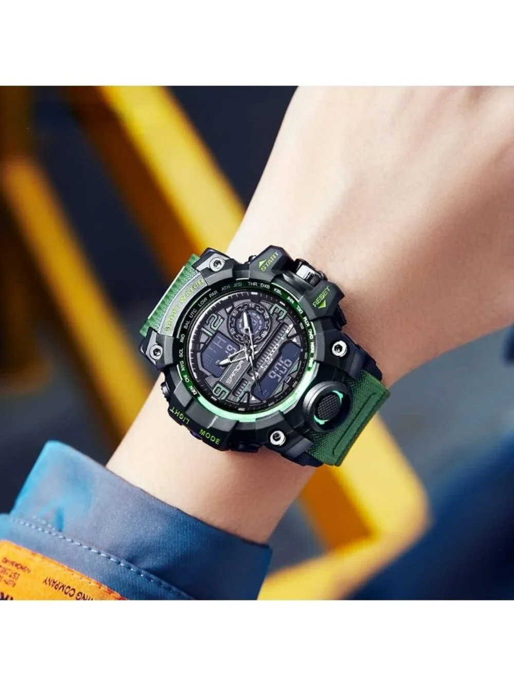Men's Green Analog Quartz Sports Waterproof Military Tactical LED Digital Watch
